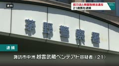 銃刀法と麻薬取締法違反 ２１歳男を逮捕